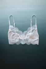 Eos White Lace and Fishnet Bralette