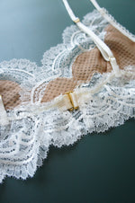 Eos White Lace and Fishnet Bralette