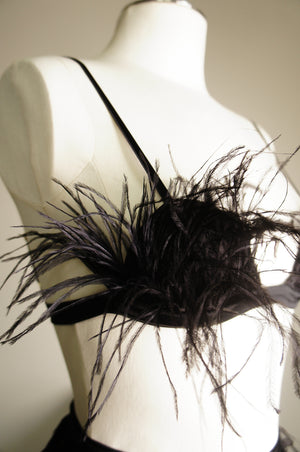 close up of feather bra 