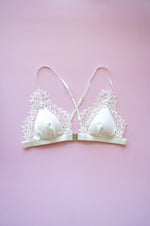 Size M & L Ivory Sophie Cross Back Bralette