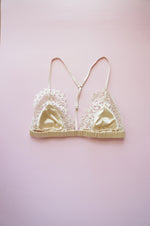 Size S Champagne Sophie Silk and Lace Bralette