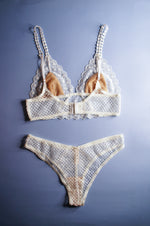 Honeycomb Off White Mesh Longline Bralette