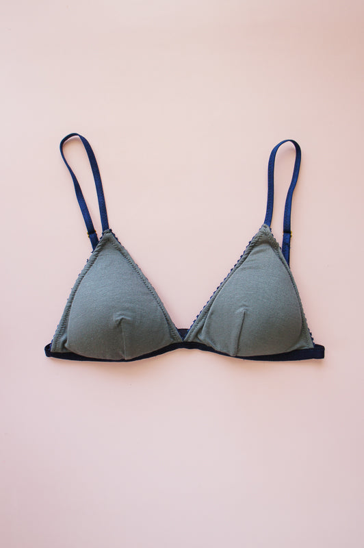 Size M Jersey Knit Gray and Blue Bralette