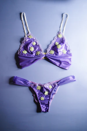 Purple and Lime Mesh Applique Panty