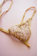 Size S Gold Sequin Sheer Micro Bralette