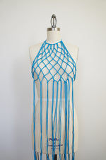 One Size Blue Macramé Halter Top