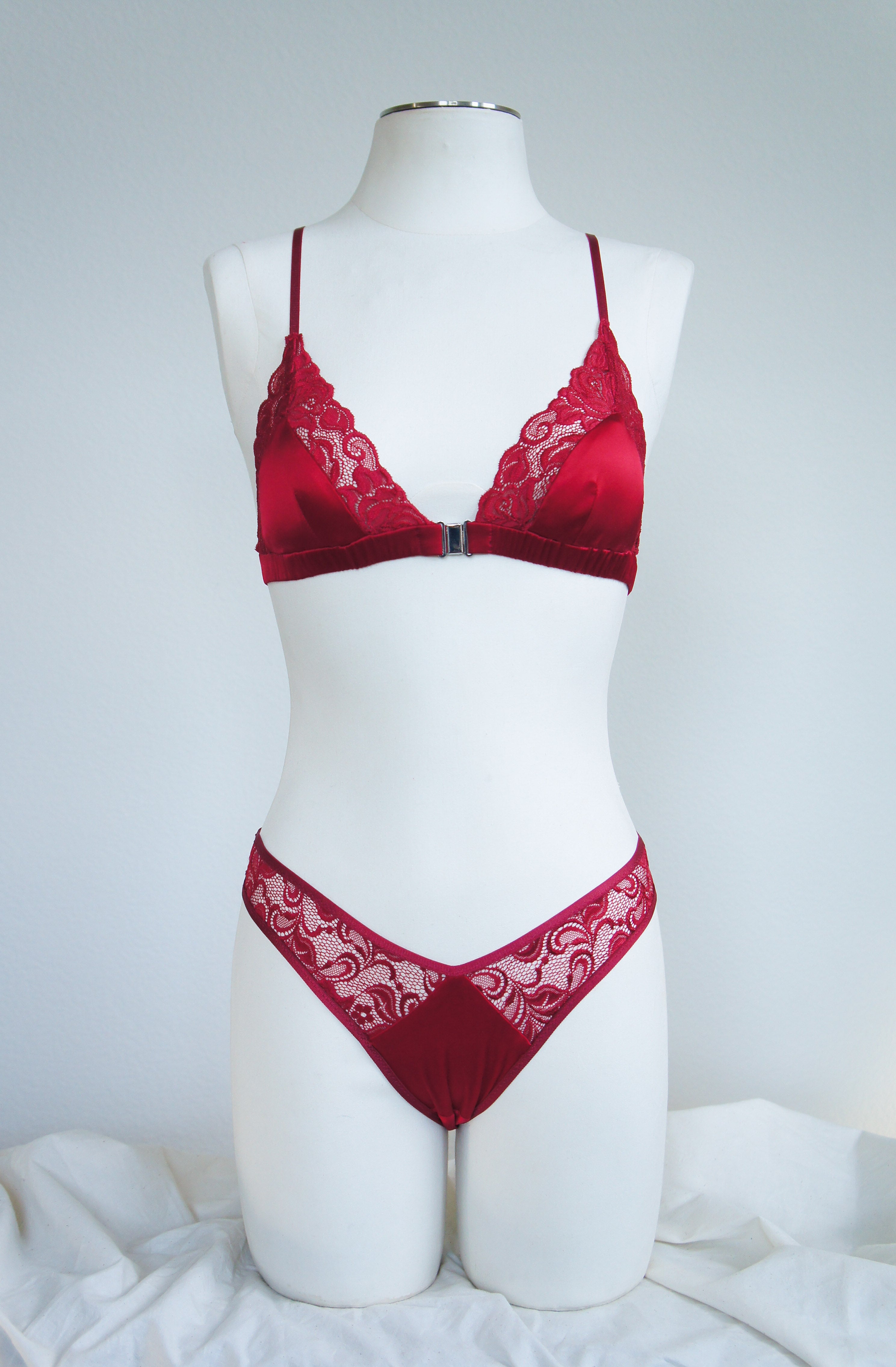 Red Silk and Lace Sophie Bralette
