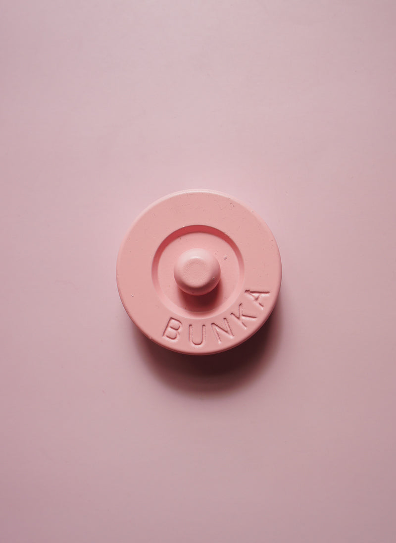 round bunka fabric weights in primrose pink